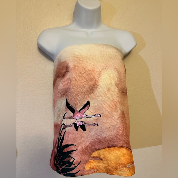 Kloset Red Carpet Artsy Abstract Print  strapless Top Sz 0-2 Bra insert  NEW - Picture 3 of 11